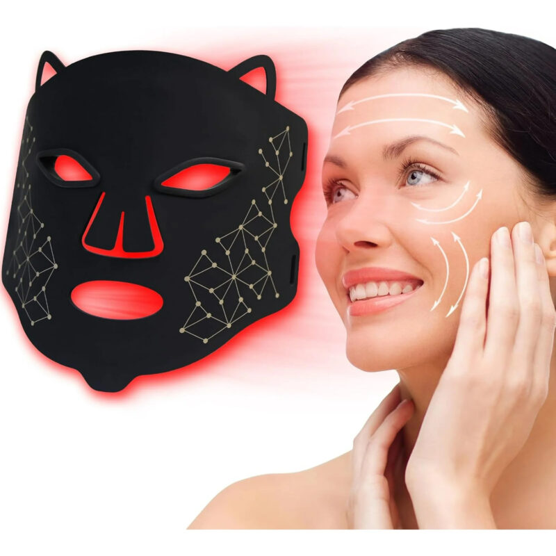 vibrating led face mask with red & blue light therapy – 660nm+850nm for anti aging & acne home spa facial massager