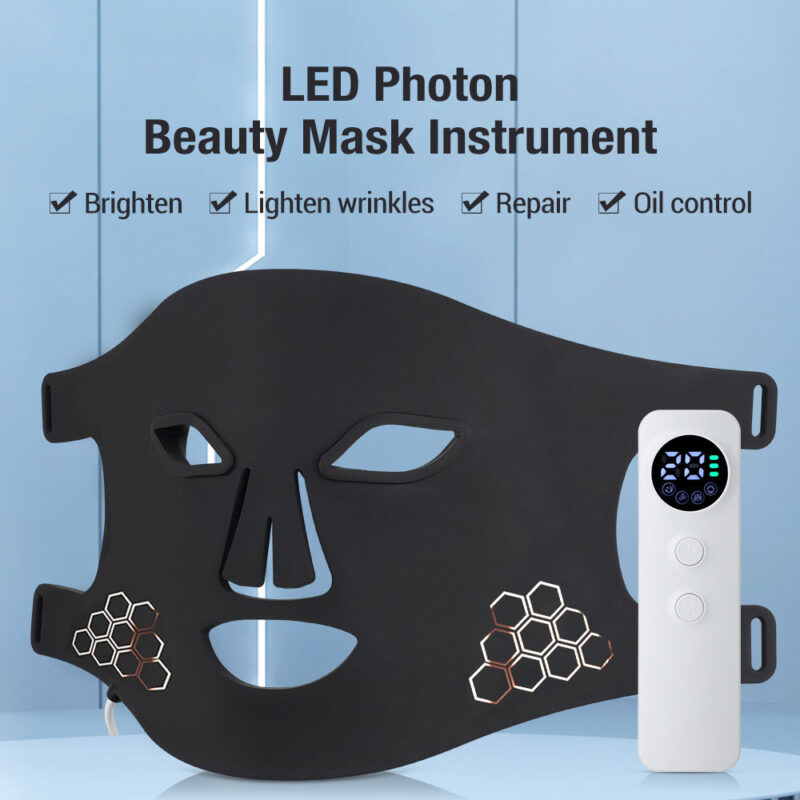 vibrating led face mask with red & blue light therapy – 660nm+850nm for anti aging & acne home spa facial massager (copy)