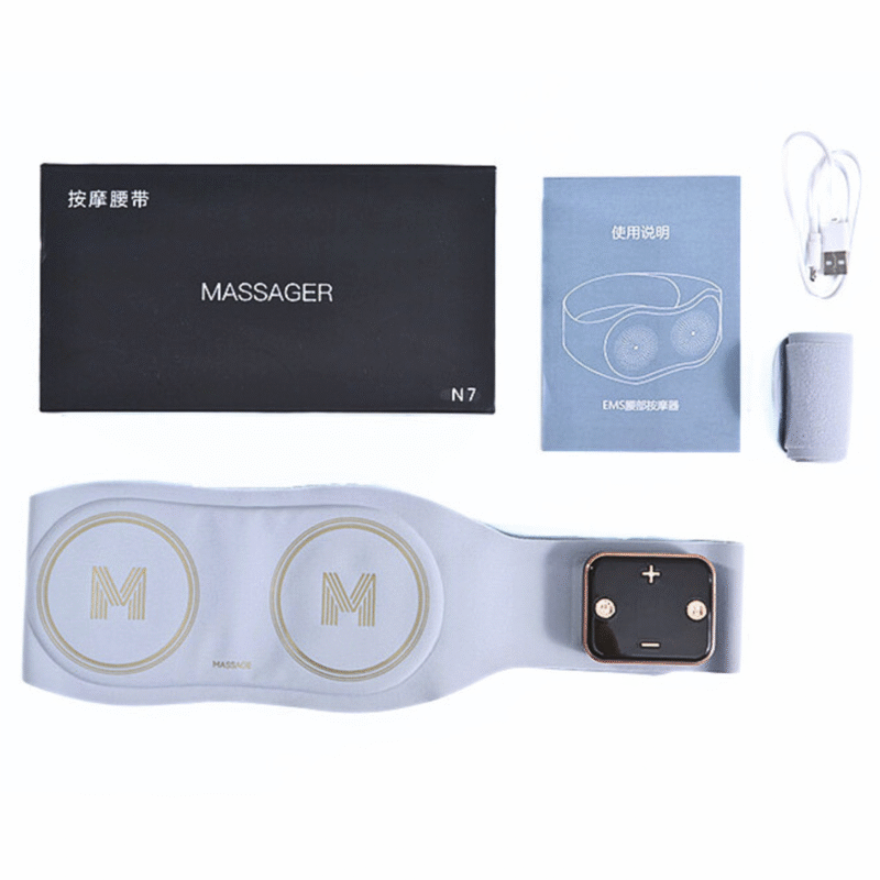 ems massage belt with heating– dual pain relief for back & abdomen